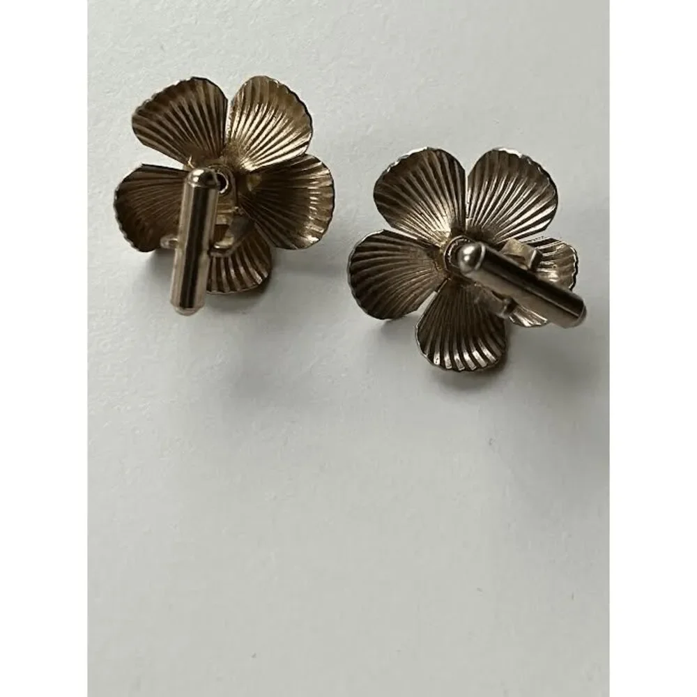 Rare Vintage 40s Metallic-Floral Cufflinks